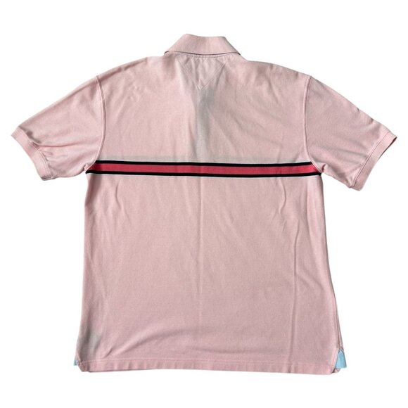 Tommy Hilfiger Waffle Knit Striped Golf Polo Shirt in Light Pink MENS Size LG - Picture 5 of 7